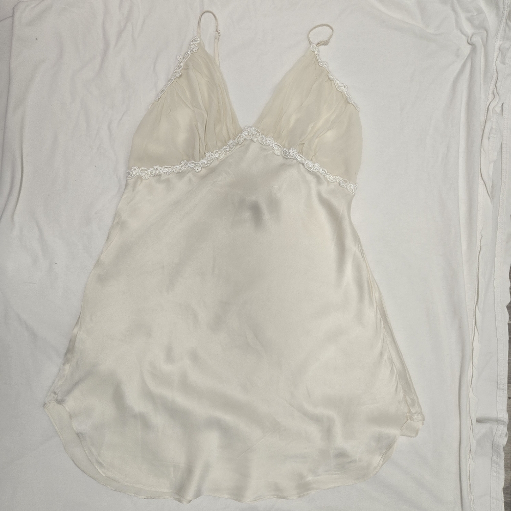 Victoria's Secret Dainty White Silk Slip With Lace Detail Size S